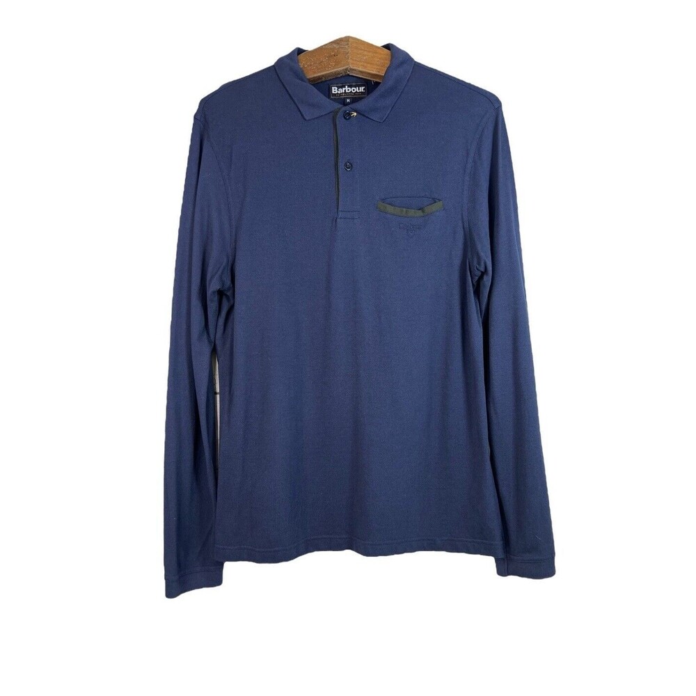 Barbour Long Sleeve Essential Regular Fit Men's Polo Shirt Size M Blue